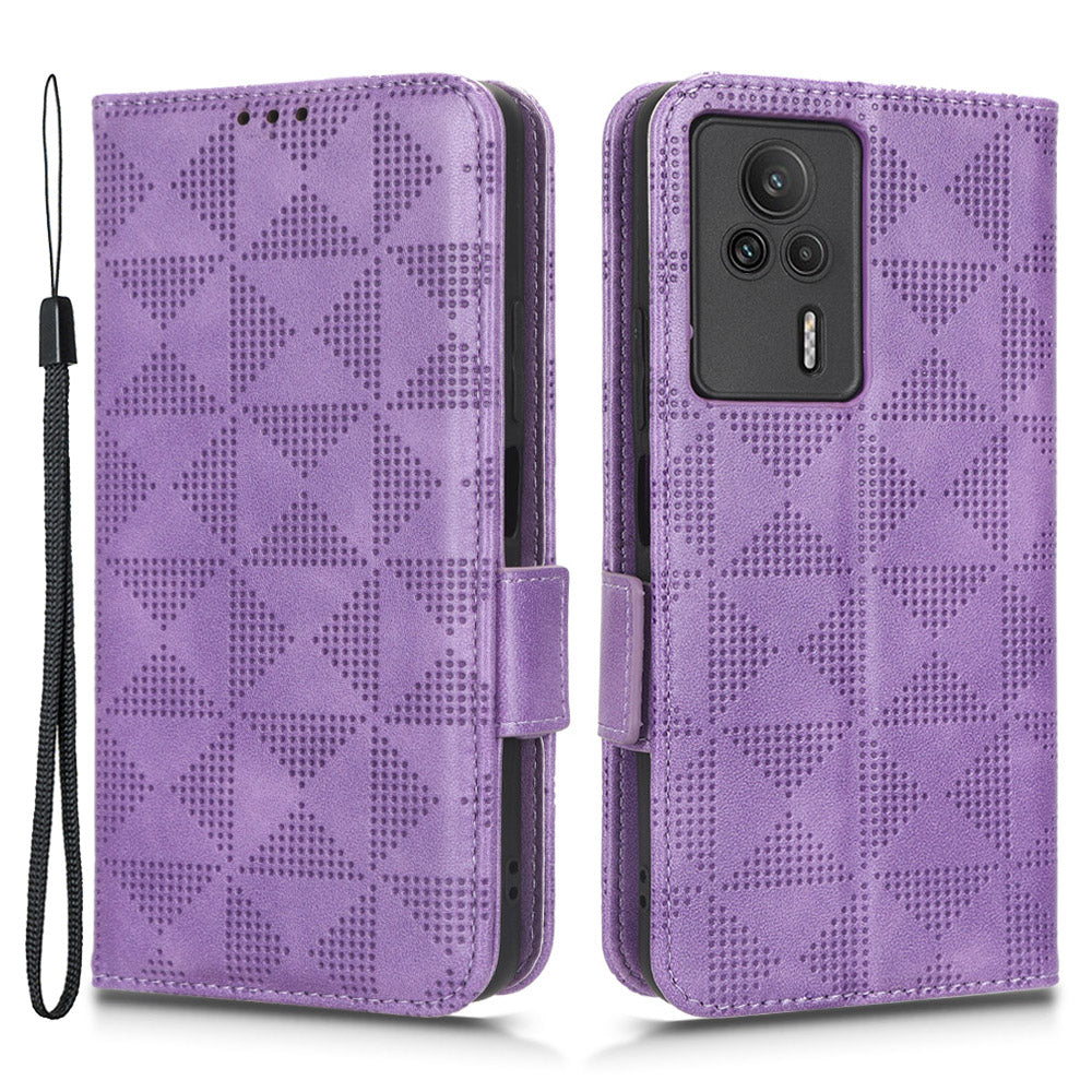 For Xiaomi Redmi K60E 5G Leather Phone Case Imprinted Triangle Pattern Stand Drop-proof Phone Cover Wallet For Xiaomi Redmi K60E 5G Leather Phone Case Imprinted Triangle Pattern Stand Drop-proof Phone Cover Wallet
